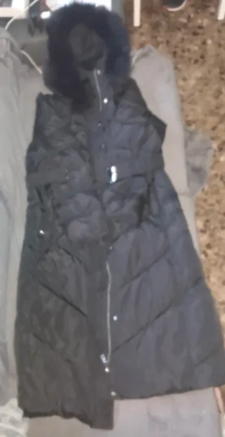 Abrigo largo mujer XL negro.