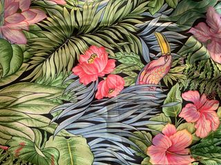 Cortina Estampado Vegetal Flores Tropicales