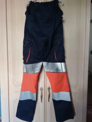 Pantalón de trabajo naranja y azul talla L 2 unida