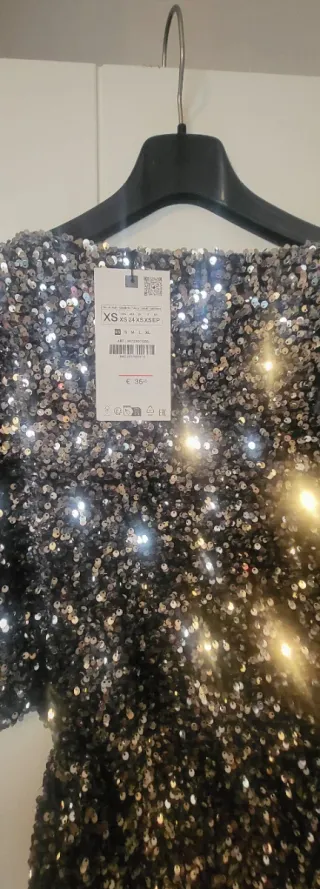 Vestido Zara lentejuelas plateado
