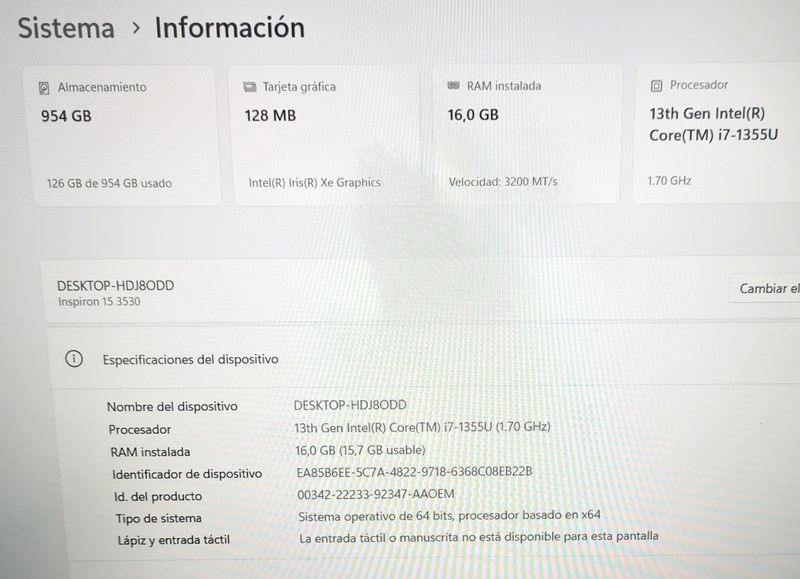 Portátil Dell Inspiron 15 Intel Core i7 afbeelding 2