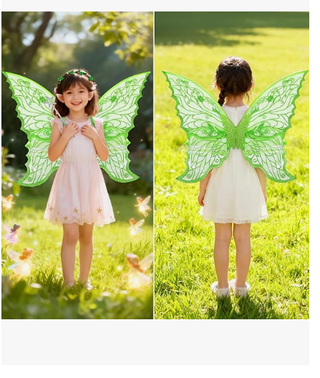 Set Costume Fata 5 Pezzi - Ali, Bacchetta, Corona