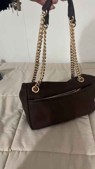 Borsa tracolla acciaio dorato marrone