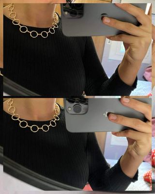 Collar/gargantilla dorada con redondas.