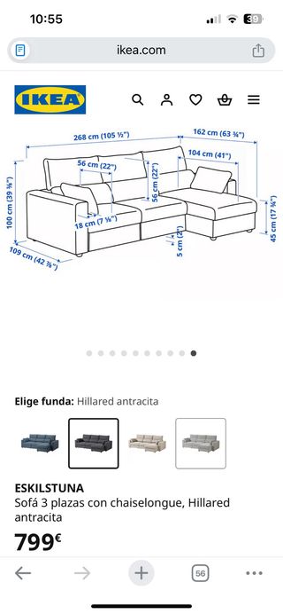 Sofá Cama SKILSTUNA Gris Ikea
