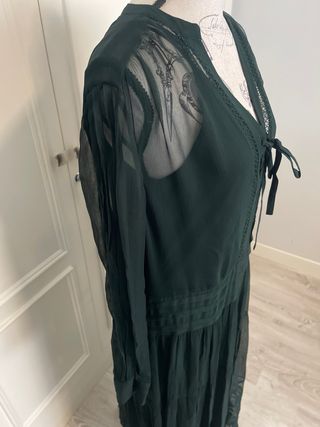 Vestido Massimo Dutti verde lencero.