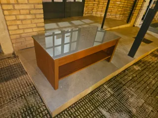 Mesa de centro elevable madera y cristal