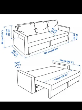 Sofá cama naranja o rojo de tela