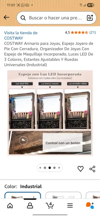 Armario Espejo Joyero Madera