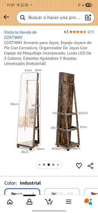 Armario Espejo Joyero Madera