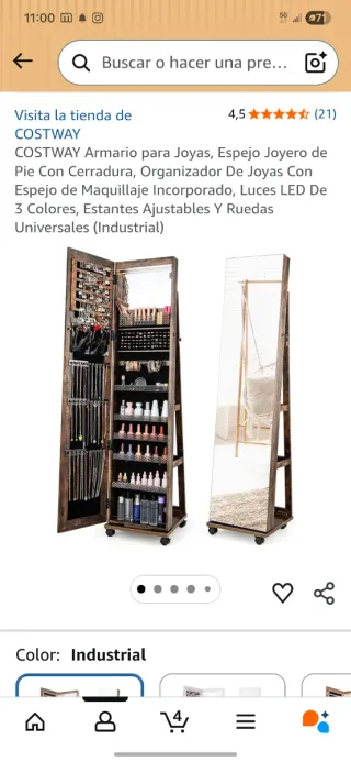 Armario Espejo Joyero Madera