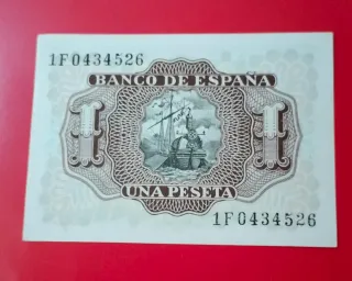 billete de 1 peseta 1953 SERIE:1F0434525 ESPAÑA