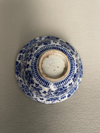 Antica Ciotola in porcellana Cinese Blu e Bianca