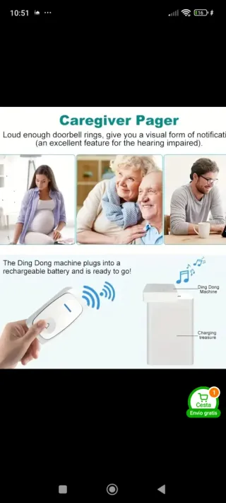 Timbre Inalámbrico Ding Dong Blanco