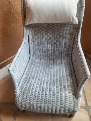 2 Sillones de Mimbre Blancos para Terraza