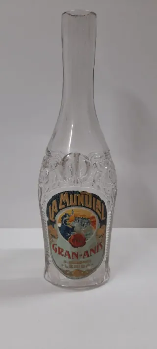 Botella Cristal Antigua La Mundial Gran-Anis
