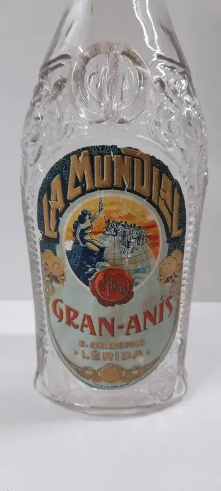 Botella Cristal Antigua La Mundial Gran-Anis