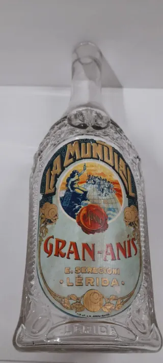 Botella Cristal Antigua La Mundial Gran-Anis