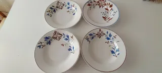 4 Platos Antiguos Loza Fina S.XIX