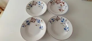 4 Platos Antiguos Loza Fina S.XIX