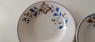 4 Platos Antiguos Loza Fina S.XIX