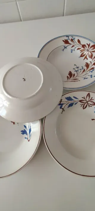 4 Platos Antiguos Loza Fina S.XIX