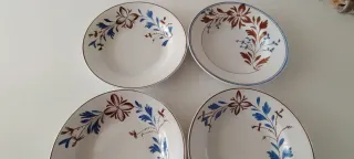 4 Platos Antiguos Loza Fina S.XIX