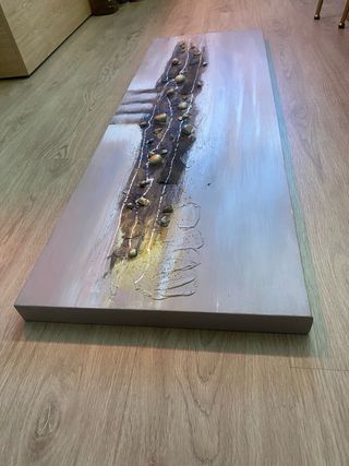 Lienzo abstracto marrón y dorado