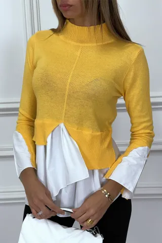 Jersey con sobrecamisa blanco y amarillo