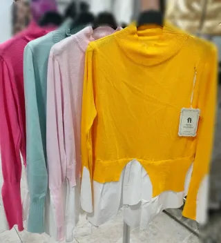 Jersey con sobrecamisa blanco y amarillo