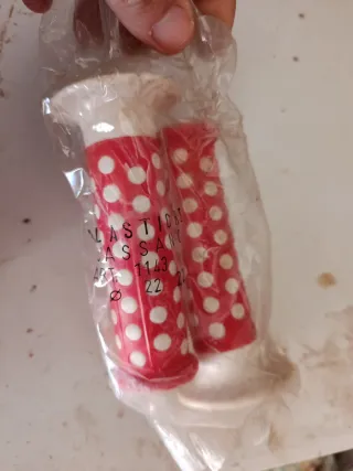 2 pares de Puños BMX Old School Rojo Lunares Blanc