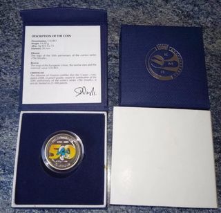 Belgio 5 euro argento 2008 I Puffi a colori