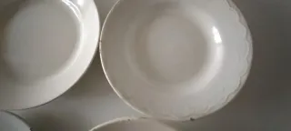 4 Platos Antiguos Loza Blanca