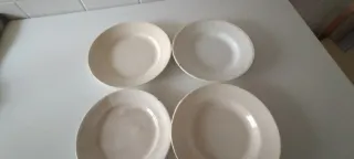 4 Platos Antiguos Loza Blanca