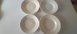4 Platos Antiguos Loza Blanca