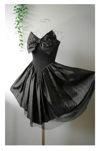 Abito corpetto con fiocco e pois Vintage Sculpted