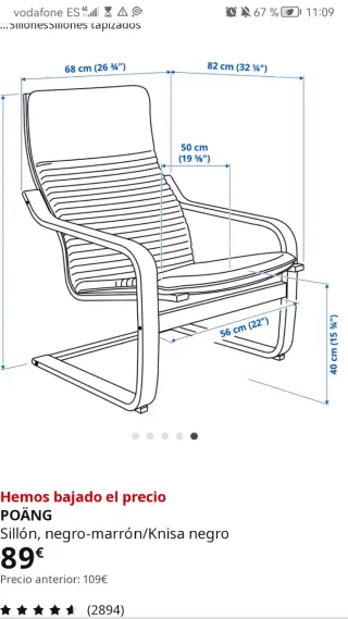 Sillón POÄNG IKEA negro-marrón