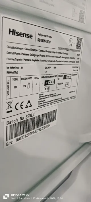 Nevera Combi HISENSE Acero Inoxidable SEMI NUEVA