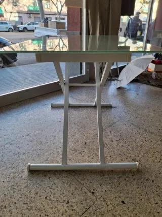 Mesa Comedor Abatible Cristal y Metal