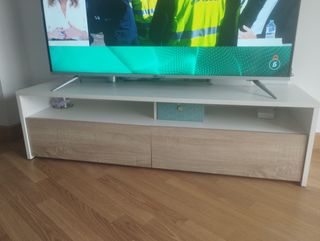 Mueble TV 2 puertas blanco y madera