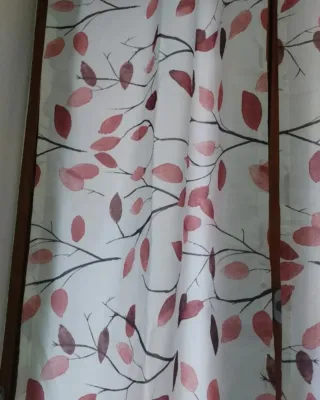 2 Tende con Foglie Rosa 66x146 cm. Nuove