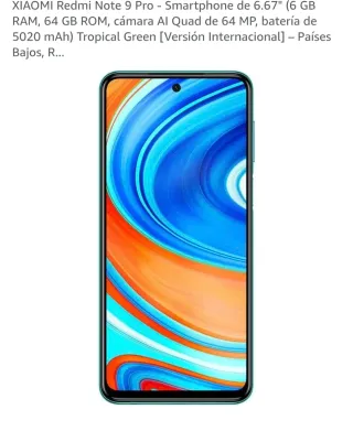 Xiaomi Redmi Note 9 Pro 64GB Verde