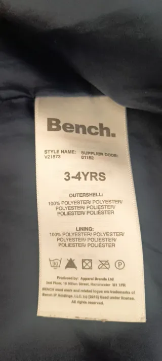 Giacca Bench bambino blu 3/4 anni