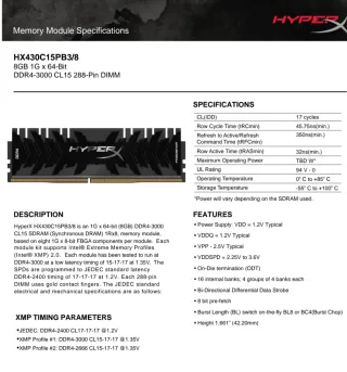 Módulo HyperX Predator DDR4 8GB CL15 3000MHz