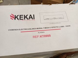 Kekai Chimenea Eléctrica de Pared Empotrable para Interior 1600W Alaska 128x26x61 cm con Simulación de Fuego 2 Niveles de Potencia con Mando
