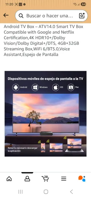 Android TV Box G1 4K HDR10+/Dolby Vision Nuevo Est