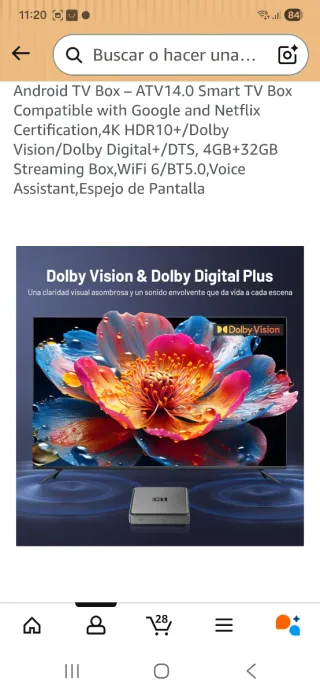 Android TV Box G1 4K HDR10+/Dolby Vision Nuevo Est