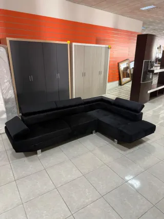 Sofá modular negro de tela