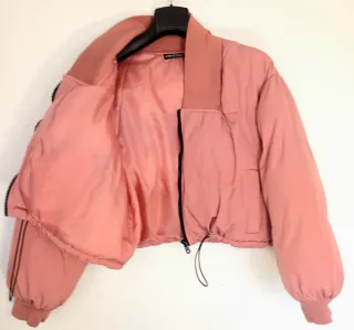 SHEIN Chaqueta Bomber Rosa Y2K Corta Talla L