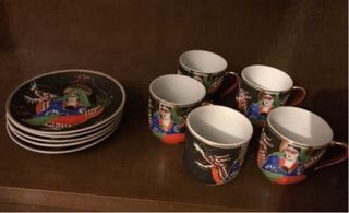 Juego 5 tazas de porcelana china